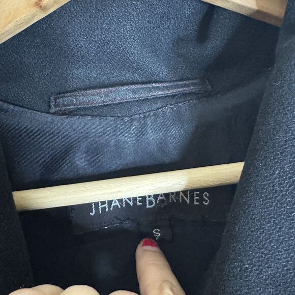 Jhane Barnes Coat Mens Small Black Belted Long Overcoat Wool Blend Minimalist - Picture 6 of 11